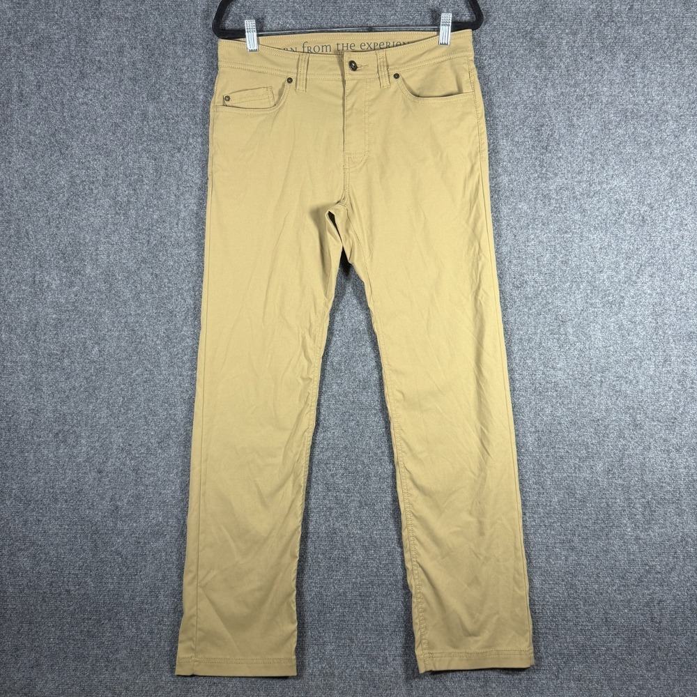 prAna Brion Pants Slim Fit Straight Hiking Gold Brown Mens Size 31x32 #2781